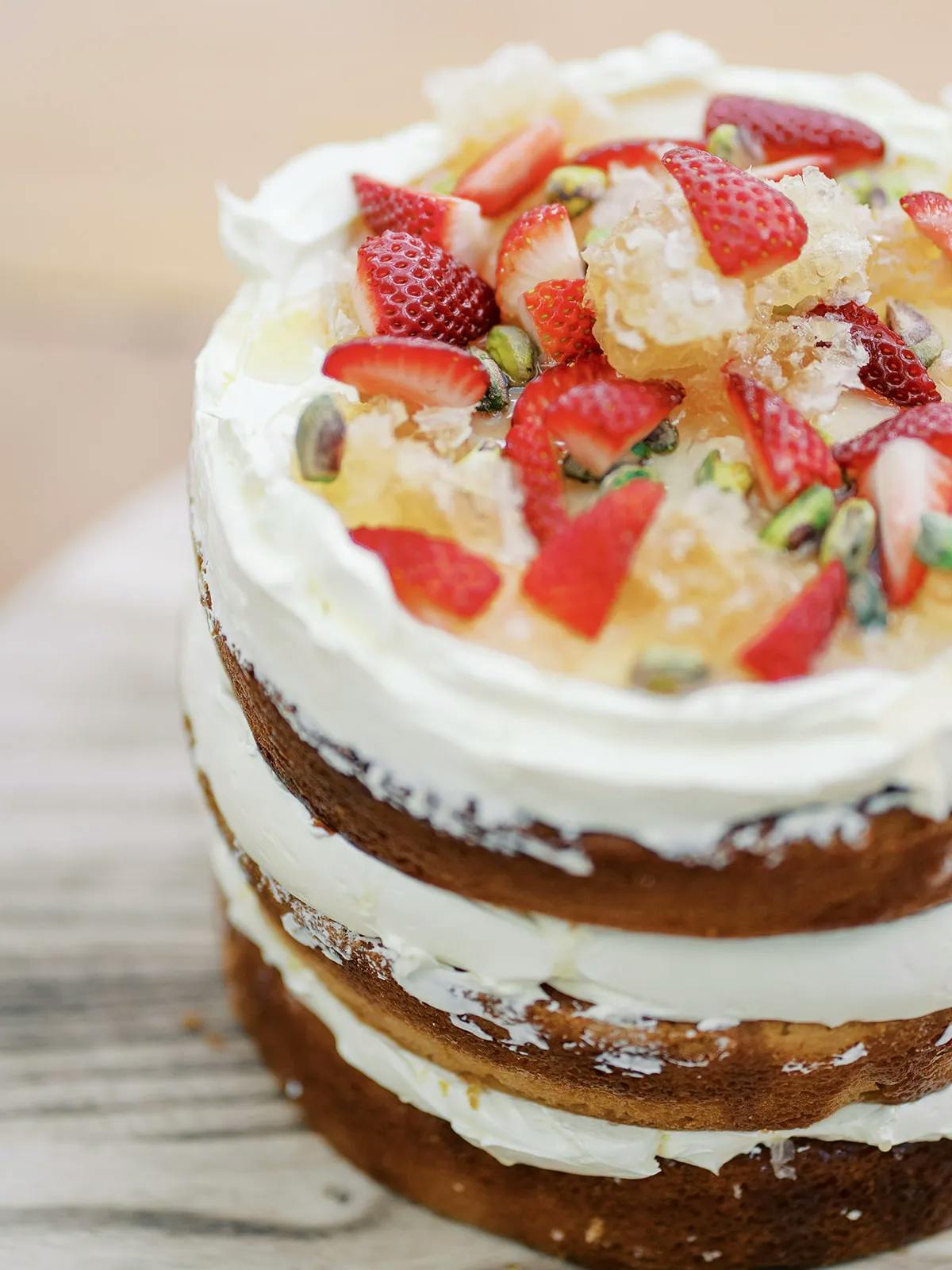 Wedding cake with fruit on top