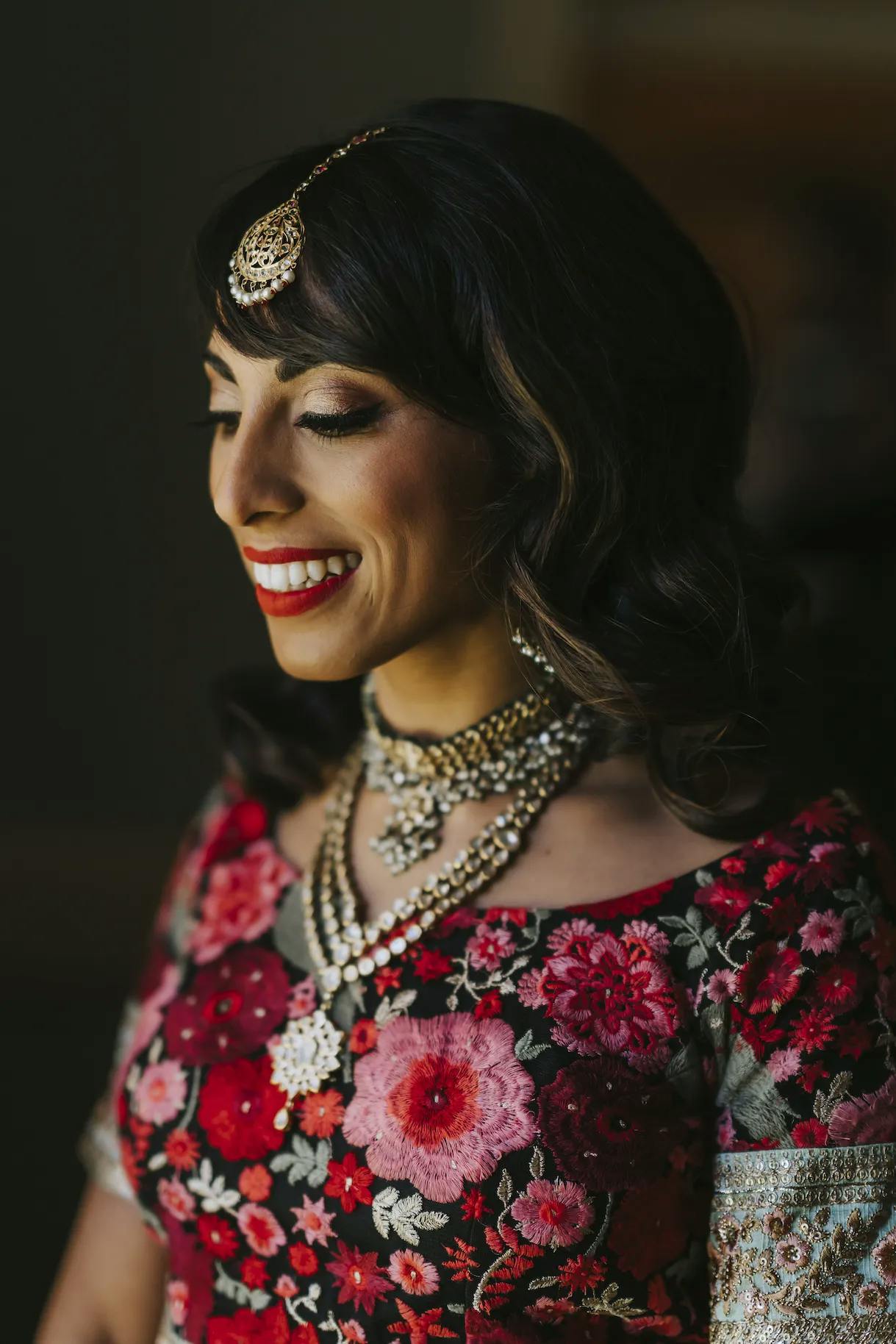 Bride with red lipstick