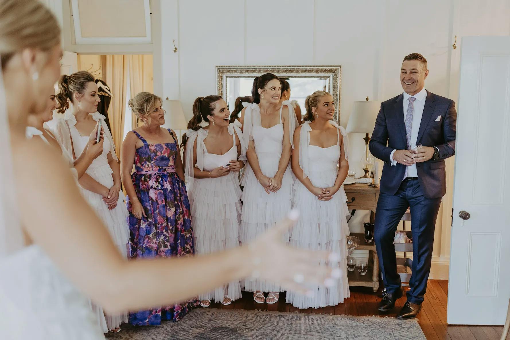 Father looking at bride for first time