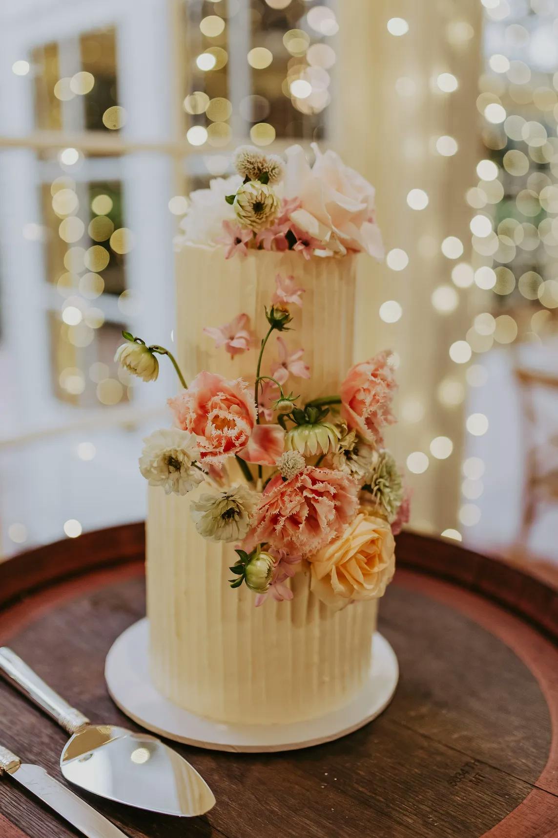 wedding cake with flowers on it