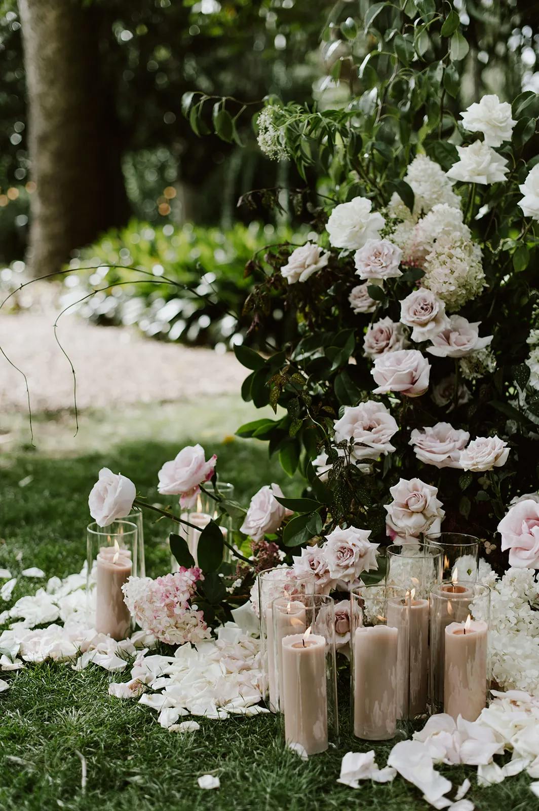 Flowers and candles at ceremony