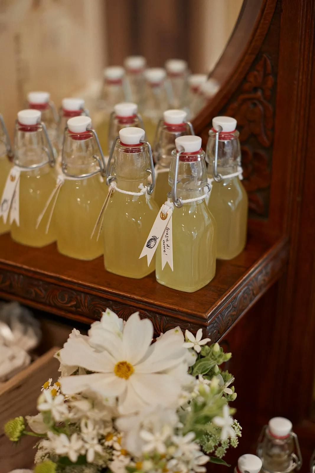 Limoncello bottles wedding favours