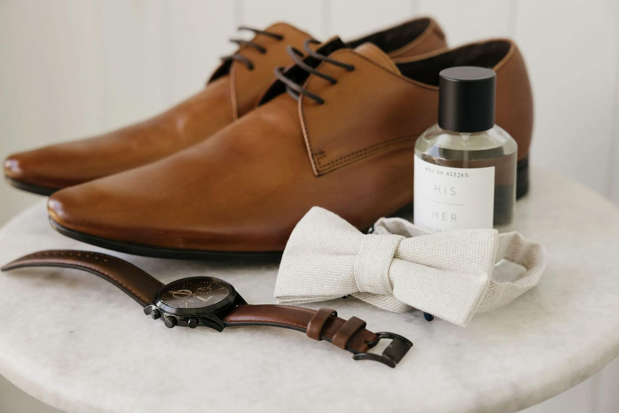 Groomsmen shoes, watch and cologne