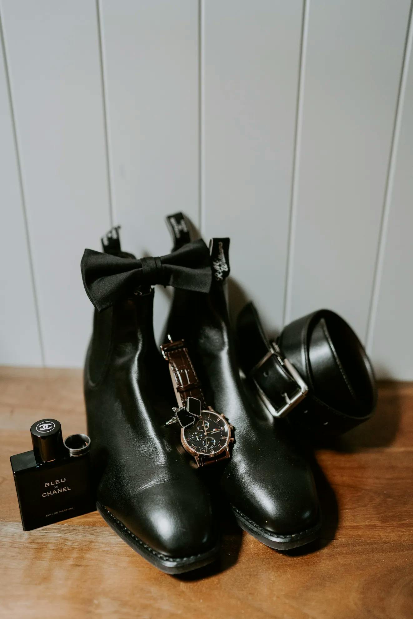 Groom shoes, watch and belt