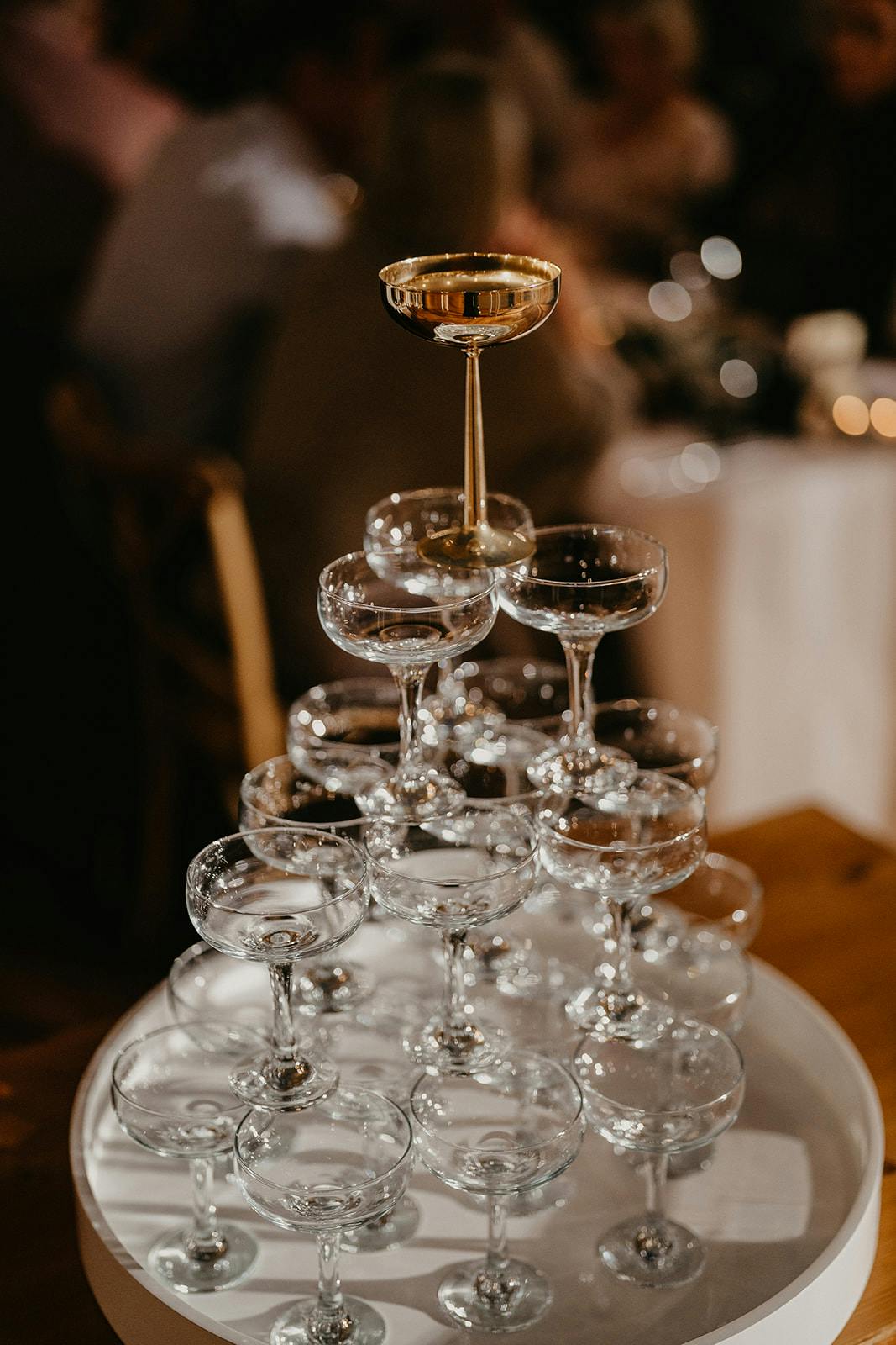 Tower of champagne coupes