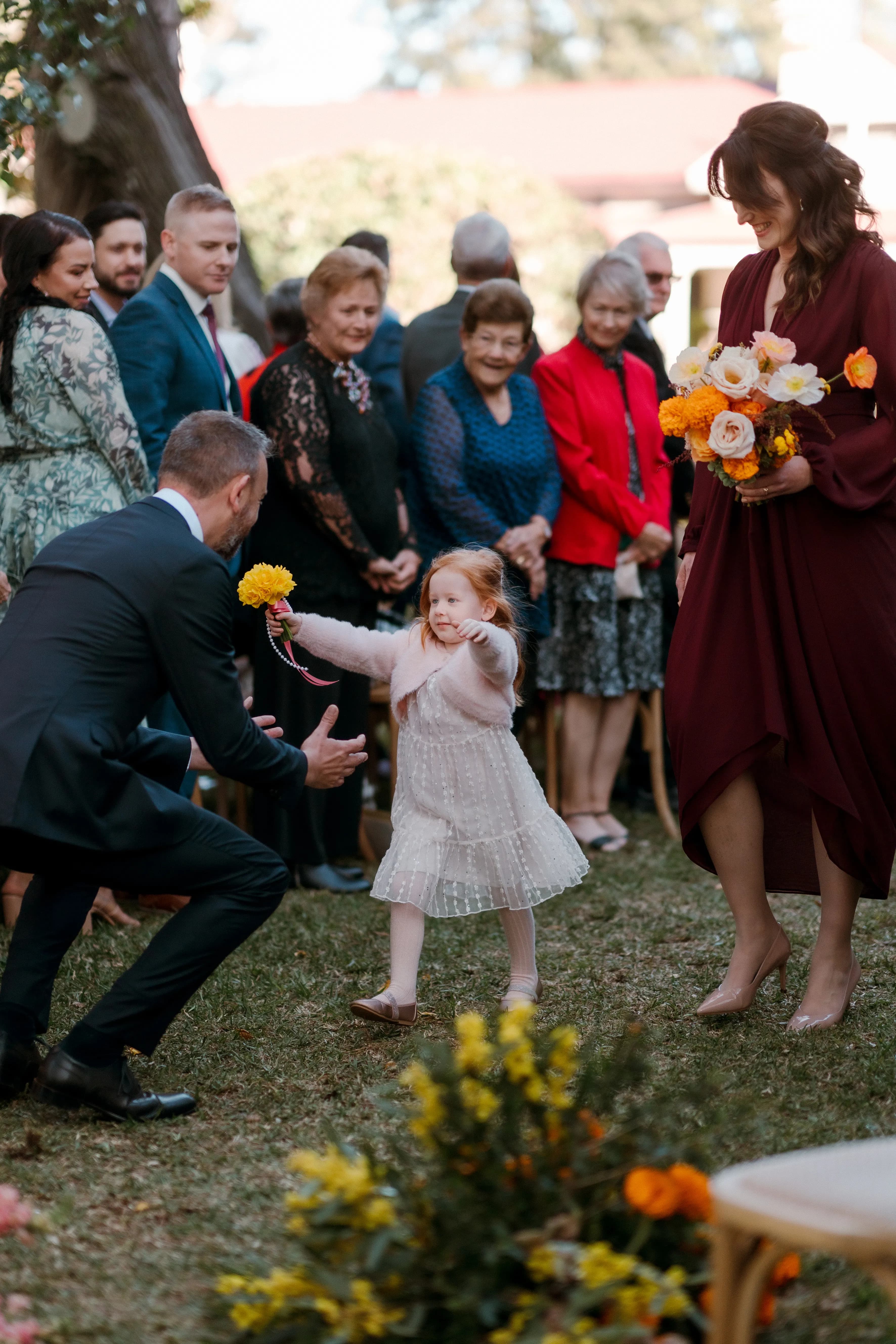 Daughter running towards dad