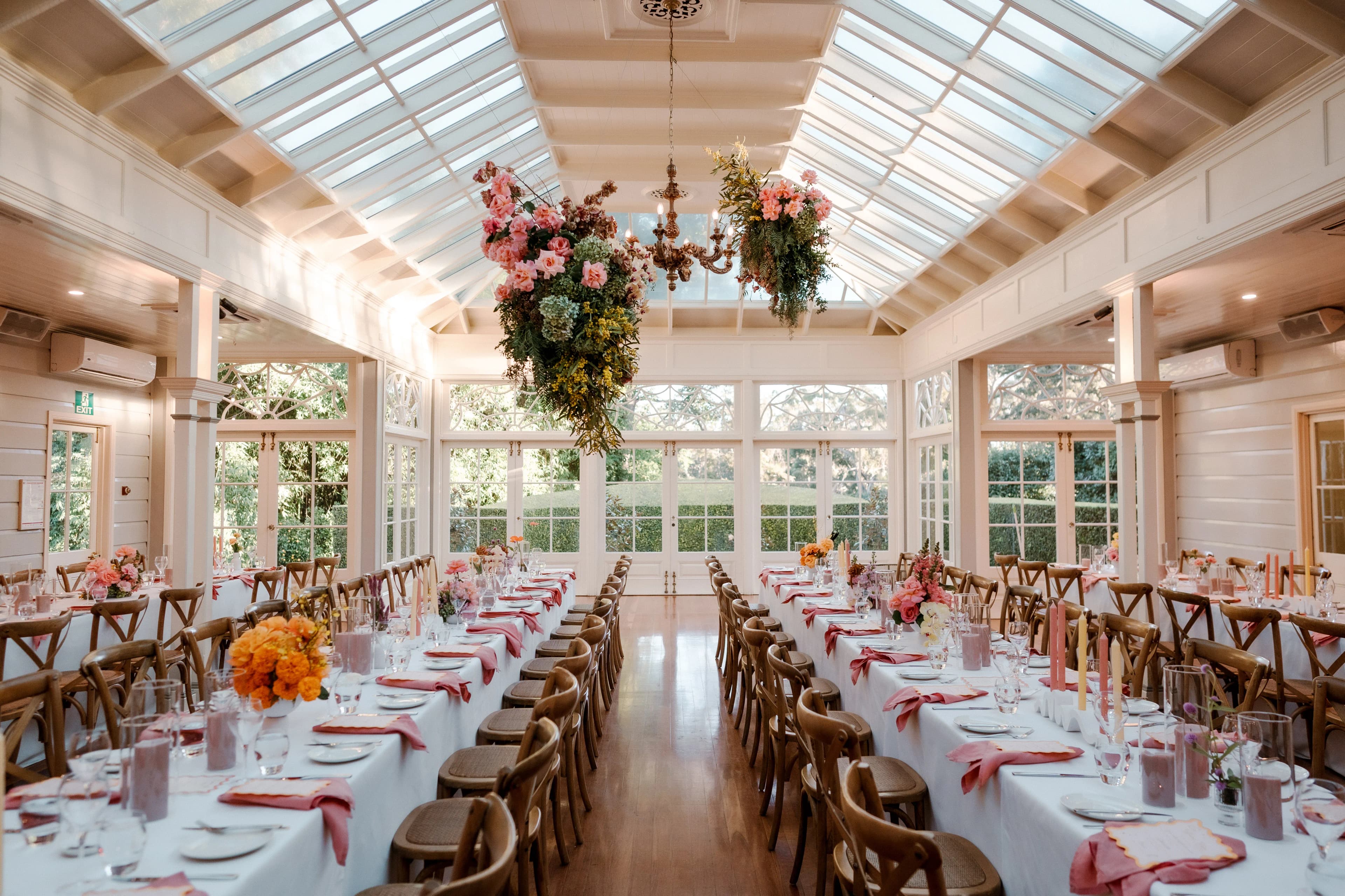 Reception floral styling hanging installation