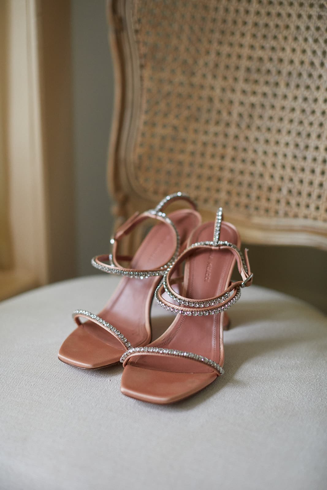 Wedding shoes sitting on chair