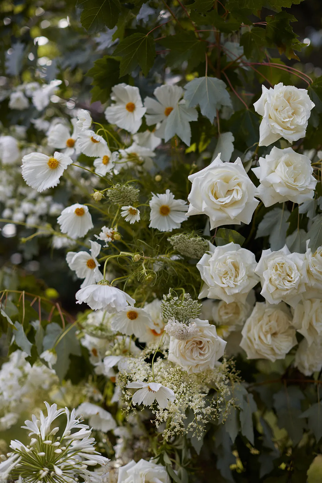 Roses and daisies at wedding