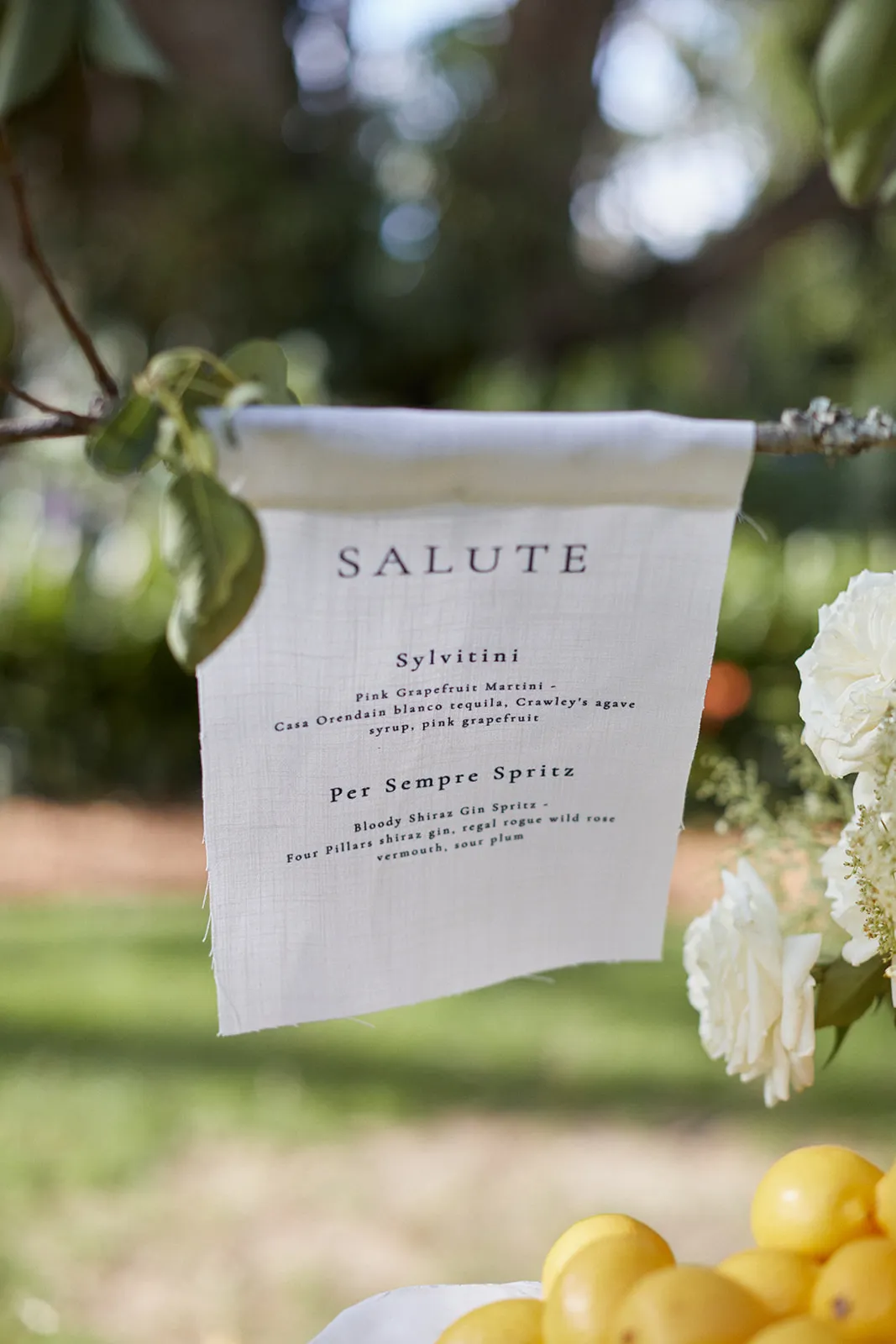 Cocktail menu on line flag