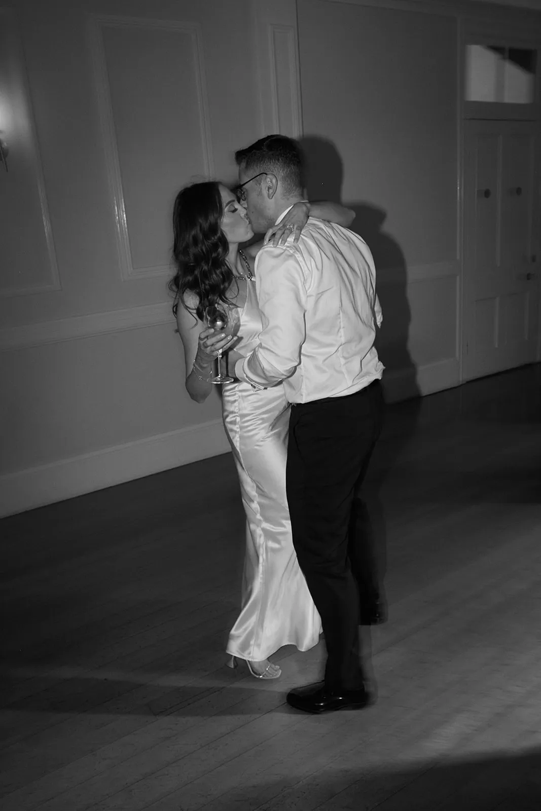 Bride and groom dancing