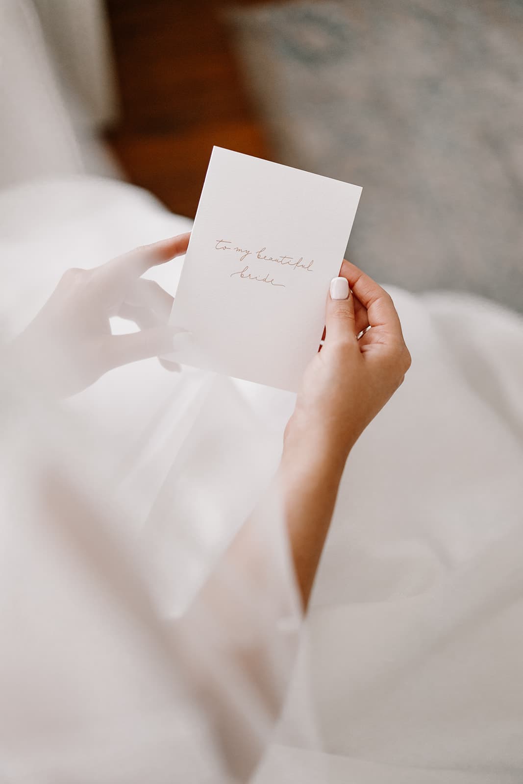Bride reading a card